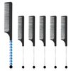 Framendino, 11 Pack Beadable Combs DIY Beadable Hair Comb Plastic Rat Tail Combs with Bar for Hair Stylist Black