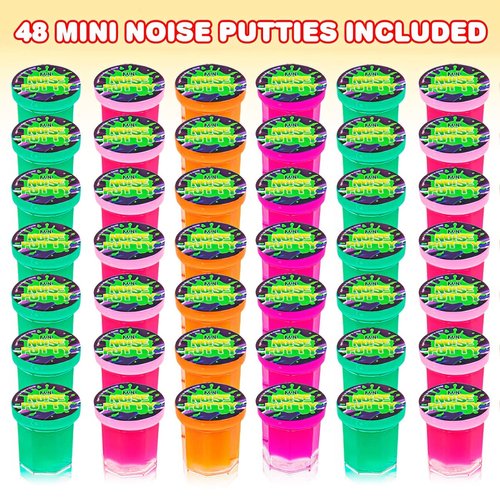ArtCreativity Mini Noise Putty for Kids - Bulk Pack of 48 Slime - Assorted Vibrant Colors, Birthday Party Favors, Goodie Bag Stuffers, Piñata Filler, Funny Prank Toy, for Boys and Girls
