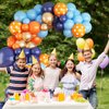 Blue and Orange Balloons Arch Kit, 108 Pcs Orange and Navy Blue Balloon Garland Kit with Metallic Gold Orange Dot Latex Balloons for Kids Boys Cartoon Theme Party Baby Shower Boys Birthday Decorations
