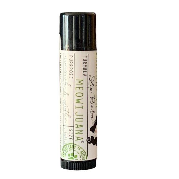 Crazy Cat Lady Meowijuana Vegan Lip Balm - Cruelty Free, Gluten Free, Non-GMO, Organic, 100% Natural Ingredients, Made with Catnip Infused Olive Oil - .15 oz - Made in USA