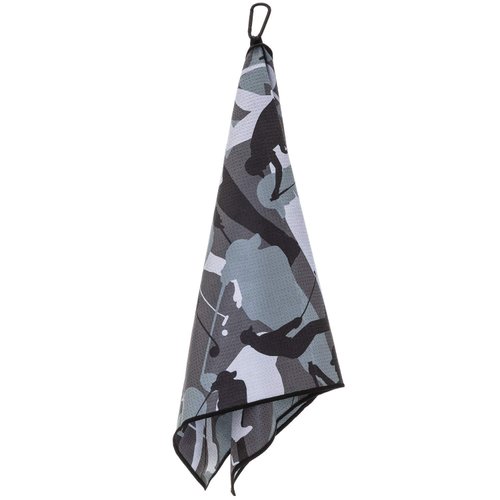 Funny Camo Golf Towel for Men - Sturdy Carabiner Clips to Bag - Absorbent Microfiber Fabric - Look Closer to See Graphic Golfers Hidden in The Camo (Gray)
