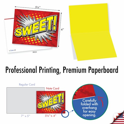 The Best Card Company - 10 Blank Note Cards for Kids (4 x 5.12 Inch) - Cute Assorted Boxed Notecards, Fun Child Cards - Word Bursts M2033