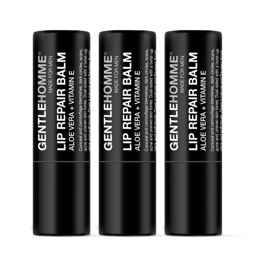 Gentlehomme Lip Repair Balm for Men - Lip Moisturizer & Lip Care for Men's Chapped, Dry & Cracked Lips - 3 Pack Set
