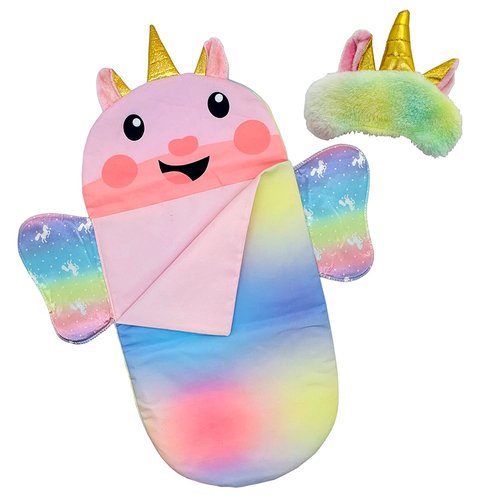 Baby Doll Sleeping Bag Toy Playset Rainbow Unicorn Doll Bedding Slumber Bed Accessories with Eye Mask Doll Unicorn Style Sleeping Bag (for 18 inch Doll)