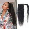 seelaak Kinky Curly Human Hair Ponytail Extension with Wrap Around True Length 10A Brazilian Ponytail Human Hair 3C Afro Curly Ponytail Clip in Human Hair Extensions Long Curly Wavy Ponytail 24 Inch