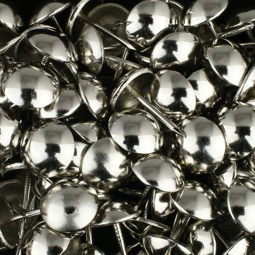 decotacks® Silver Finish Upholstery Nails, Furniture Tacks Thumb Tacks, Push Pin 7/16in - 100 Pcs/Box [Nickel/Silver Finish] DX0511