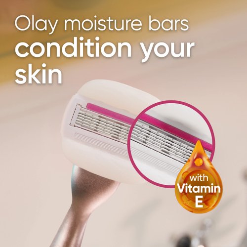 Gillette Venus, Razors for Women, Comfortglide, Womens Razor, Olay Sugarberry, Venus Razor Refills for Women, Rose Gold Metal Handle + 4 Blade Refills, Razor Blades, Razors, Womens Razors for Shaving