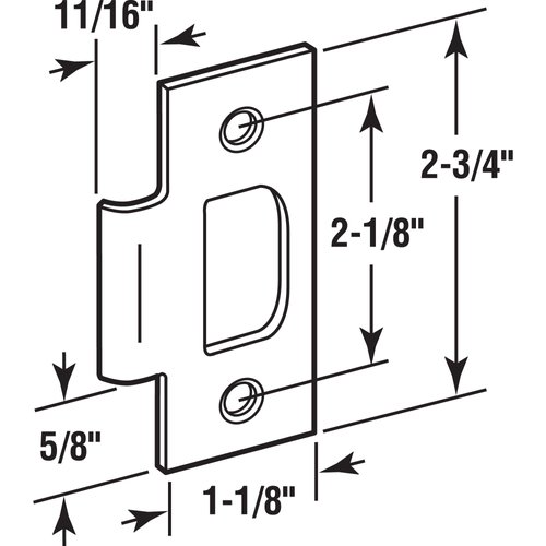 Prime-Line E 2568 Solid Brass Standard T-strike Door Strike Plate, 2-1/8 in. Hole Spacing, Classic Bronze Plated (Single Pack)