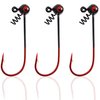 Fishing Jig Head Hooks, 10pcs Shakyhead Jigs Football Head Jig Fish Hooks with Bait Screw Lock for Bass Saltwater Freshwater (1/8oz)