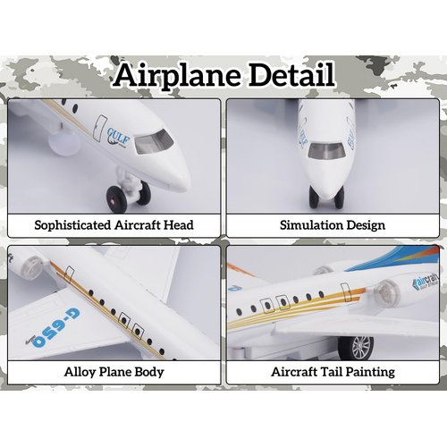 Crelloci Plane Toy Single Airlines Die-Cast G650 Model Airplane Alloy Metal Aircraft Toys Pull Back Business Jet Planes with Lights and Sounds for Kids Boys Girls with Display Rack