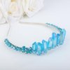 Teyglen Blue Raw Crystal Quartz Headband Clear Crystal Headband Moon Goddess Hair Band Hoop Mermaid Witch Bride Headpiece Hair Accessories for Women Girls (Blue)