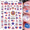 4th of July Nail Art Stickers 3D Patriotic Nail Decals USA Flag Independence Day Nail Stickers Self-Adhesive American Flag Designer Nail Art Supplies for Women Kids Girls Manicure Decoration
