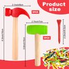 AIHSUMC 10 Pcs Kids Wooden Hammer Toy with 100 Pcs Colorful Wood Golf Tees, Small Plastic Hammer Simulation Hammers Educational Toys for Children Gift Birthday Party (Red and Green)