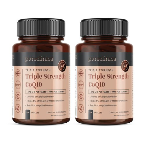 pureclinica Fermented CoQ10 300mg x 180 tablets (2 bottles of 90 tablets) - 6 Months supply. Non GMO, USP Grade. with Added Vitamin C & Black Pepper Extract for Absorption.