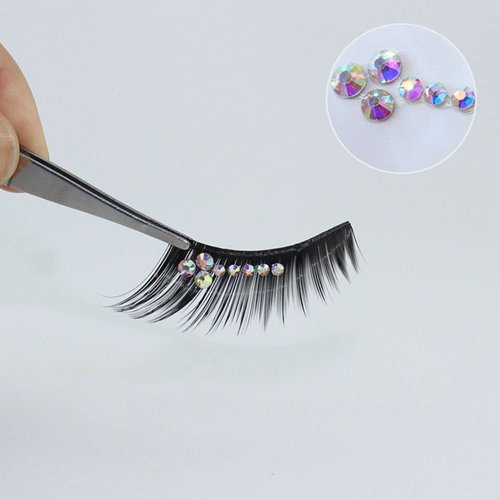 5Pairs Cat Eye False Eyelashes Natural 3D Fake Eye Lashes with Shiny Rhinestones Makeup Party Extension Eyelashes
