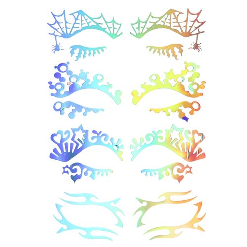 Metisee Holographic Face Stickers Eye Makeup Tattoo Stickers Waterproof Temporary Eyeliner Stickers Halloween Carnival Party Eyeshadow Sticker for Women and Girls (Style B)