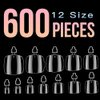 600Pcs Clear Toe Nail Tips, Rosy Finch 12 Size Fake Toenails for Acrylic Tips False Nails Full Cover DIY Foot Nails
