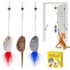 Potaroma Hanging Cat Mice Toys 3 Pcs with Squeaky Sound, Interactive Cat Teaser Retractable, Cat Toys Indoor Kitten Play Chase Exercise, Mental Physical Stimulation