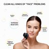 2 Pack Facial Cleansing Brush 2 in 1 for Face Exfoliation, Beomeen Soft Bamboo Charcoal Microfiber Bristle Dual Face Silicone Scrubber Brush for Pore Deep Cleansing Skincare with Lid, Black+Gradient