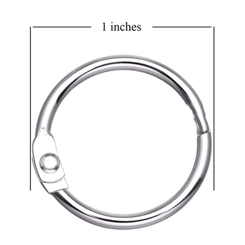 Antner 100Pcs Loose Leaf Binder Rings, 1" Diameter, Nickel Plated Metal Office Book Rings Keychain Key Rings Notebook Rings for School Office