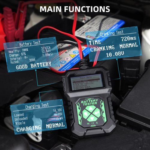 CARTMAN 12V Car Battery Tester, 100-2000 CCA Load Tester Automotive Alternator Tester Digital Auto Battery Analyzer Charging Cranking System Tester for Car Truck Marine Motorcycle SUV Boat