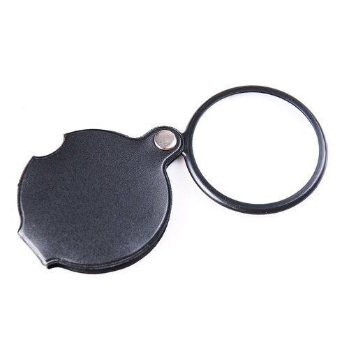 Saflyse 60 mm Diameter 10X Mini Glass Lens Reading Magnifying Glass Magnifier Watchmaker's Magnifier with PU Leather Cover â€“ Black