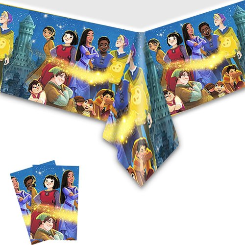 DoMiDoLa 2Pack Wish Tablecloth Disposable Tablecover Birthday Party Supplies and Decorations for Kid Boy Baby Shower Wish Tables 70"X42"