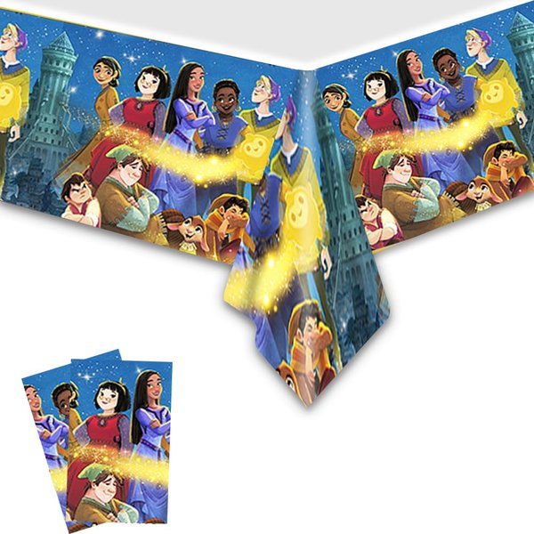 DoMiDoLa 2Pack Wish Tablecloth Disposable Tablecover Birthday Party Supplies and Decorations for Kid Boy Baby Shower Wish Tables 70"X42"