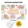 Avezano Groovy Birthday Backdrop Banner Retro Hippie Boho Girl Birthday Party Decorations Daisy Groovy Bday Photography Background Wall Decor (70.8x43.3 inch)
