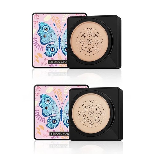 SENANA MARINA Air Cushion CC Cream Mushroom Head, Concealer Moisturizing BB Cream Foundation, Waterproof Matte Long Lasting Bright Face Makeup Base Long Lasting Cushion CC (2# Ivory)