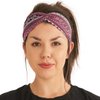 CHARM Boho Twist Turban Headband - Stretchy Cotton Hair Wrap Hairband for Women Purple