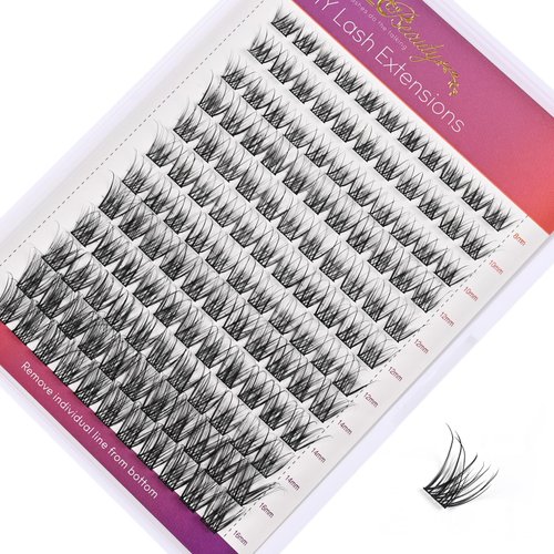 Wleec Beauty Lash Clusters DIY Eyelash Extensions, 132PCS Individual Lashes D Curl Clusters Eyelash Extensions (LC04, Mix 8-16mm)