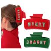 Christmas Hair Claw Clips for Women Red Green Christmas Lights Tree Hair Claw Rhinestone MERRY HOHOHO HOLLY Hair Clips Holiday Christmas Accessories Outfits Gifts Party Favors (Pattern E)