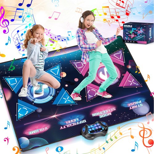 Dance Mat Toys for 3-12 Year Old Girls Boys Kids, Dance Pad with 2-Players & Single Mode, Electronic Dance Mat Game with Light-up 12 Modes Christmas Birthday Gifts for Kid Ages 3 4 5 6 7 8 9 10 11 12