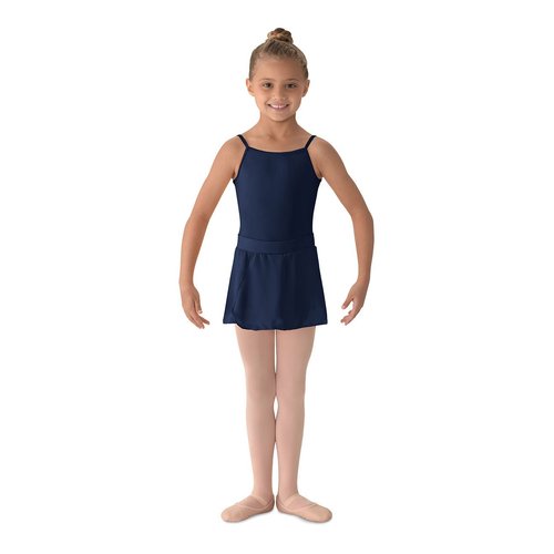 Mirella Girl's Georgette Mock Wrap Dance Skirt Navy Small