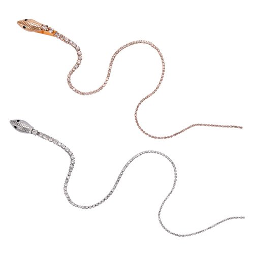 Rhinestone Hair Chains, 20.3 inch Shiny Punk Tassel Hair Clips, Snake Shape Sparkle Crystal Decorative Ponytail Headpieces Nightclub Prom Christmas Hair Accessories for Women Girls (2 Pack)