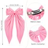 6PCS Silky Satin Hair Bows Long Tail Oversized Hair Ribbons Big Bow Barrettes Metal Bowknot Clips Ponytail Holder Aesthetic Accessories for Women Girls Toddlers Teens Kids