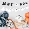 Hey Boo Banner Halloween Party Decorations, Glittery Ghost Banner Happy Halloween Party Supplies, Halloween Banner for Halloween Houses Doorways Indoor Outdoor Party Decorations(Black)