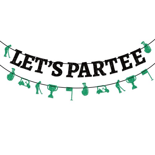 Golf Birthday Banner: Let's Partee Golf Themed Party Decorations Supplies for Golf Happy Birthday Party Adults Kids Baby Shower Hanging Swril Decor
