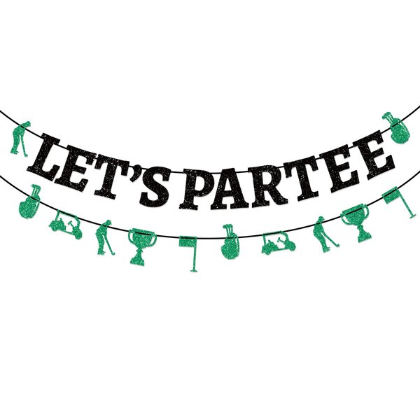 Golf Birthday Banner: Let's Partee Golf Themed Party Decorations Supplies for Golf Happy Birthday Party Adults Kids Baby Shower Hanging Swril Decor