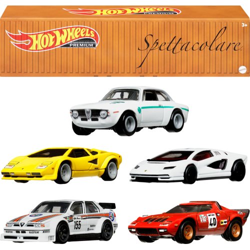 Hot Wheels Premium Car Culture Che Figata Container Set with 5 1:64 Scale Die-Cast Toy Cars in Collectible Storage Container