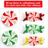 48Pcs Christmas Peppermint Candy Paper Plates Christmas dessert Cake Plates Candy Mint Happy New Year Disposable Party Supplies Set Holiday Xmas Peppermint Red Green Striped Decorations 7Inch