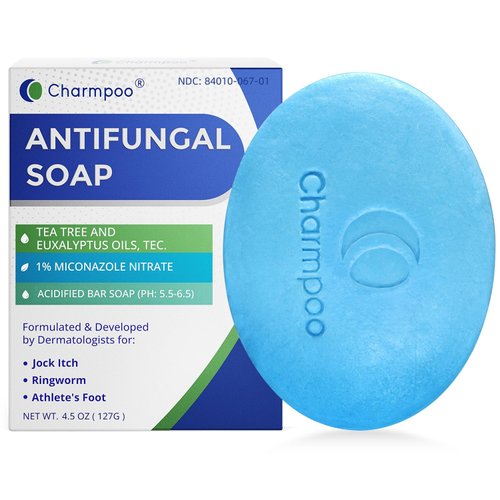 CHARMPOO Antifungal Soap Bar for Itchy Skin: Helps Relieve Athletes Foot & Fungal Discomfort – Moisturizing pH-Balanced Gentle on Sensitive Skin for Body & Feet - 4.5 oz