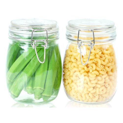 GMAEURL Glass Jar With Airtight Lid 24 OZ 2 Pack Airtight Food Storage Containers Leakproof Wide Mouth Canister For Coffee Beans, Sugar, Canning, Candy, Cereal, Pickle, Cookies, Dried Fruits
