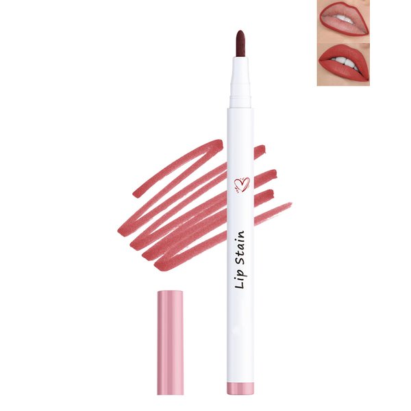 Lip Stain Marker Pen, Ruby Red Lip Liner Stain Liquid Lipstick Lipliner Pencil Longlasting Waterproof 24H, Matte Lip Color Lipstain Tint Precise Chisel Tip Marker Lipgloss Lip Makeup for Women-02