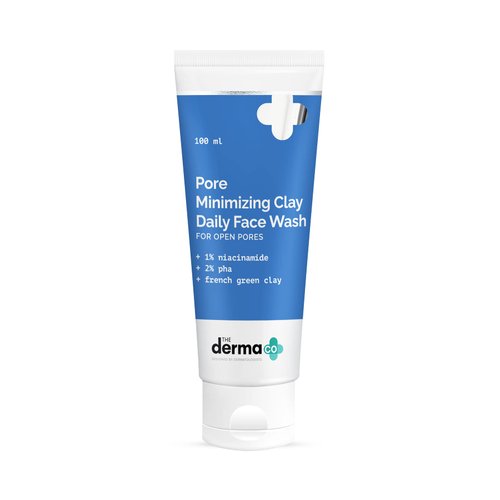 The Derma Co Pore Minimizing Green Clay Face Wash with Niacinamide + PHA | Deeply Cleanses & Minimizes Pores | Controls Oil & Enhances Skin Tone | 3.38 Fl Oz/100ml