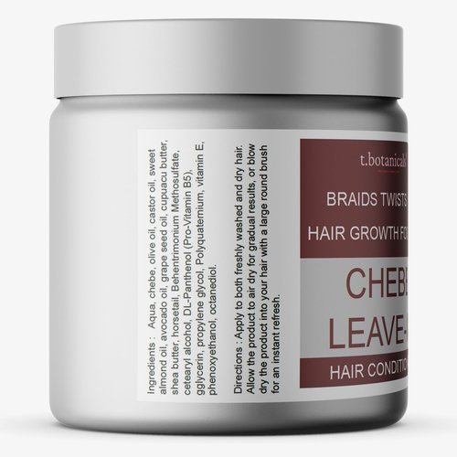 t.botanicals Chebe Braid LOC Twist Leave-In Conditioner Lightweight Extra Hold Hair Growth Tames Frizz Edges Thickening Strengthening with Chebe Oil, Chebe Butter Castor Oil made in USA (Unscented)