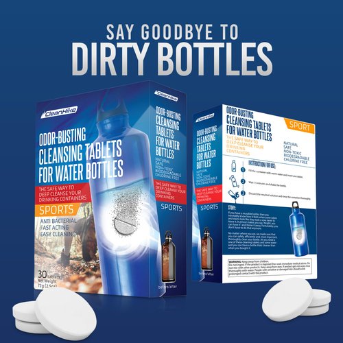 Tumbler Water Bottle Cleaning Tablets - (30 Tablets) All Natural Ingredient, Great for All Stainless, Plastics, Ceramic and Glass Drinking Containers, Individually Packed (1)