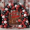 Halloween Balloon Garland with Creepy Cloth & 2 Style Banner - Black Red and Bloody Hand Print White Balloons Different Sizes Balloon Arch Kit for Halloween Scary Birthday Party Decorations Supplies