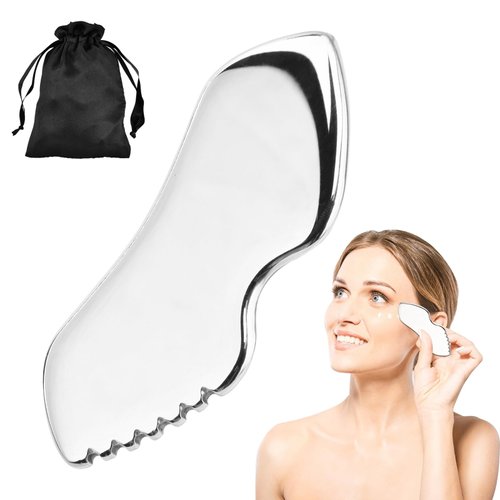 Stainless Steel Gua Sha Facial Tools, Upgrade Gua Sha for Facial Skin, Portable Eyes Neck Massage, Metal Gua Sha Tighten Skin Massage Guasha Beauty Tool